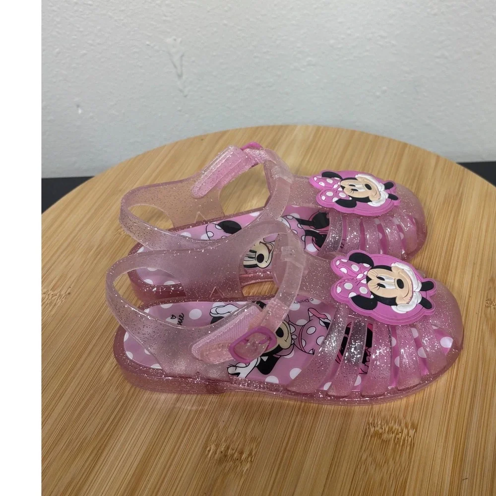 Minnie Mouse Size 9 Girls Toddler Jelly Fisherman Glitter‎ Pink Sandals Shoes - Picture 3 of 10